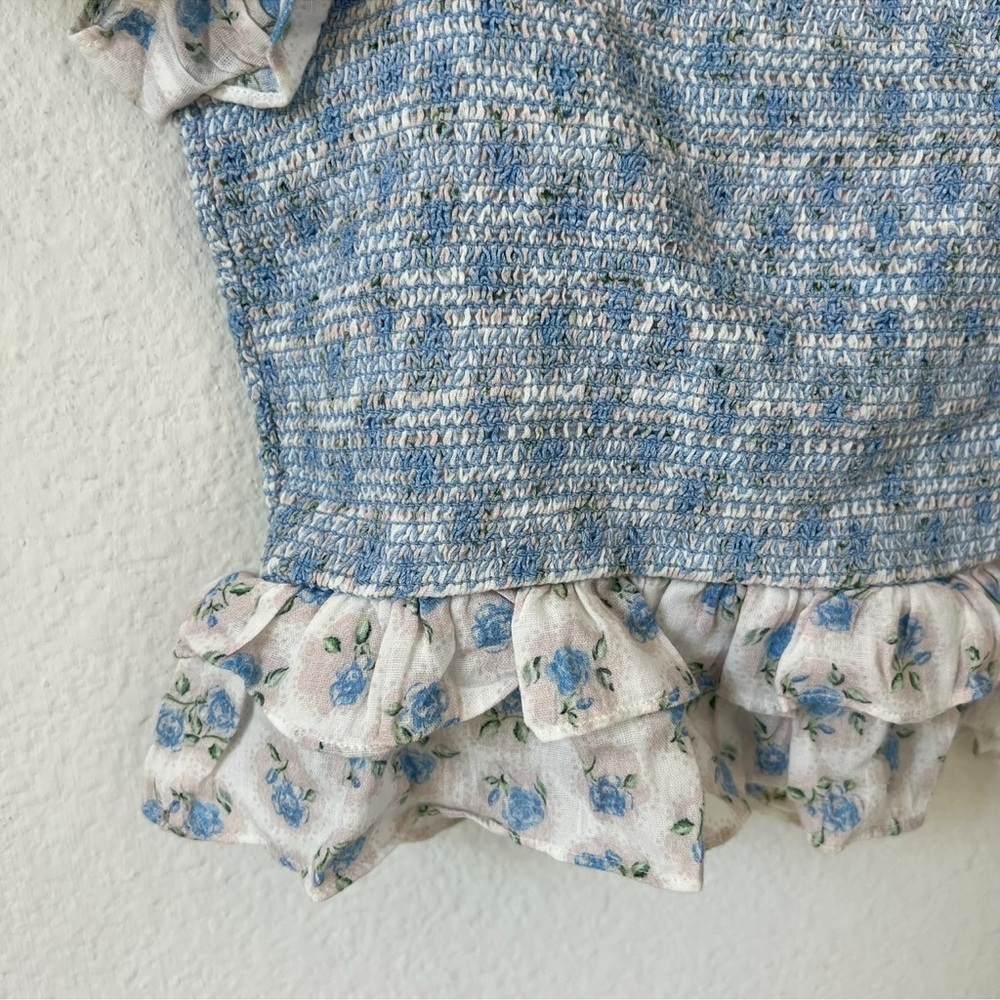 NWT LOVESHACKFANCY Wrennly Top in Powder Blue and White - Picture 6 of 7